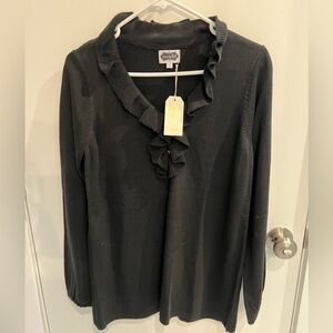 New Mud Pie Black Laura Ruffle Sweater Tunic